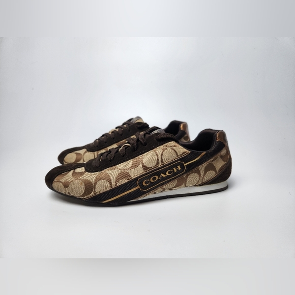Coach Hilary Khaki Brown Signature C Sneaker Womens Size 8.5 Designer Sneakers - Picture 2 of 12